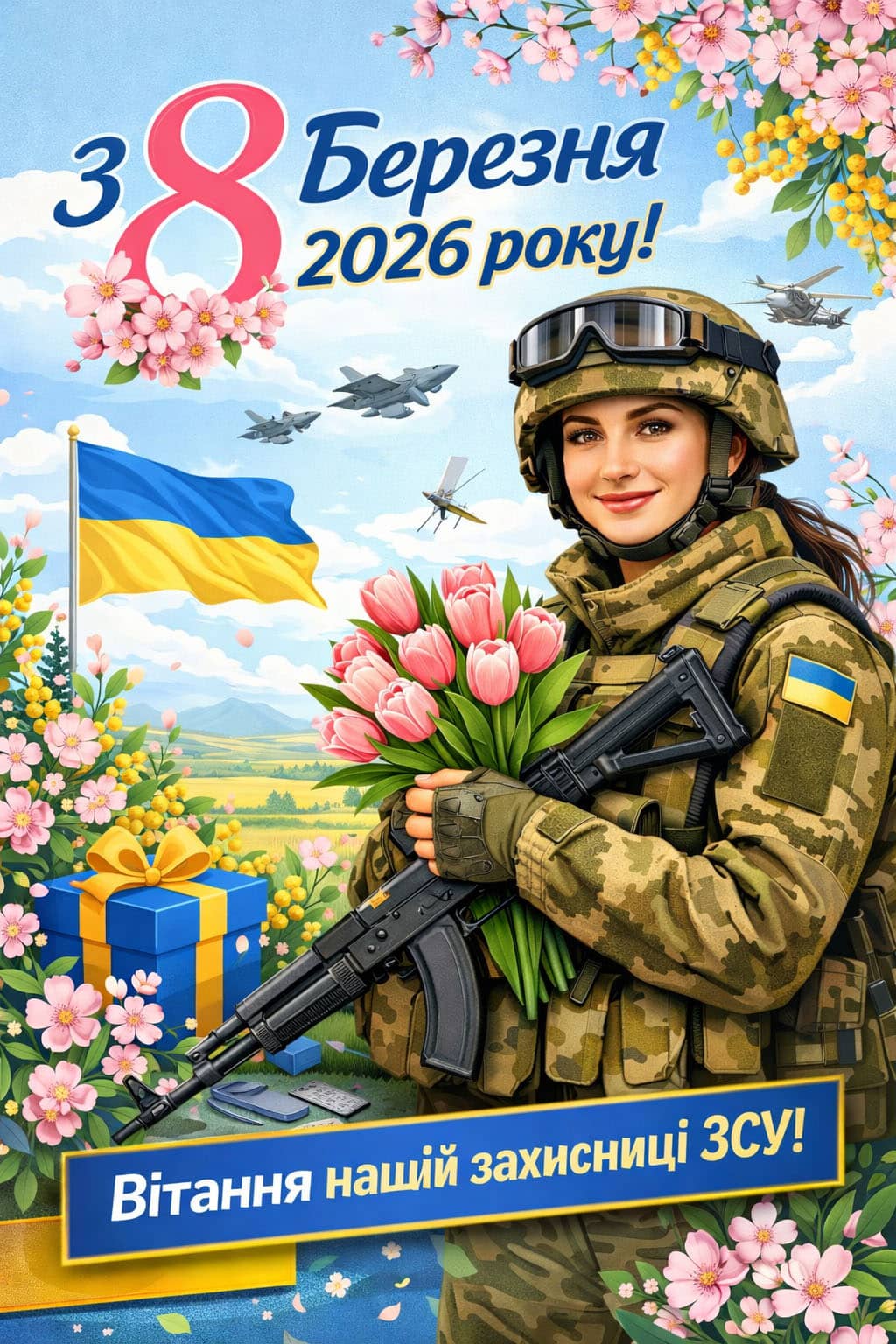 Привітання з 8 березня для жінок-військових ЗСУ
